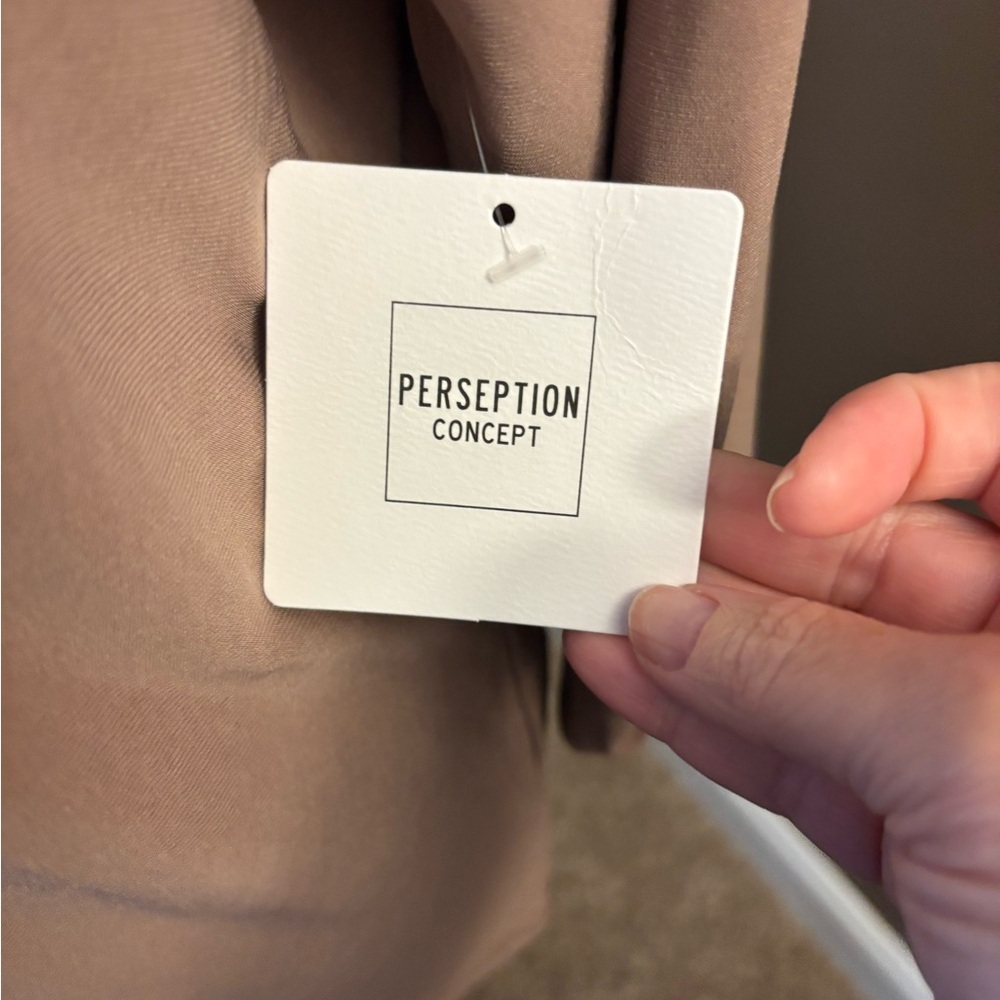 PerSeption Concept Beige Button Front Blouse XL |… - image 5